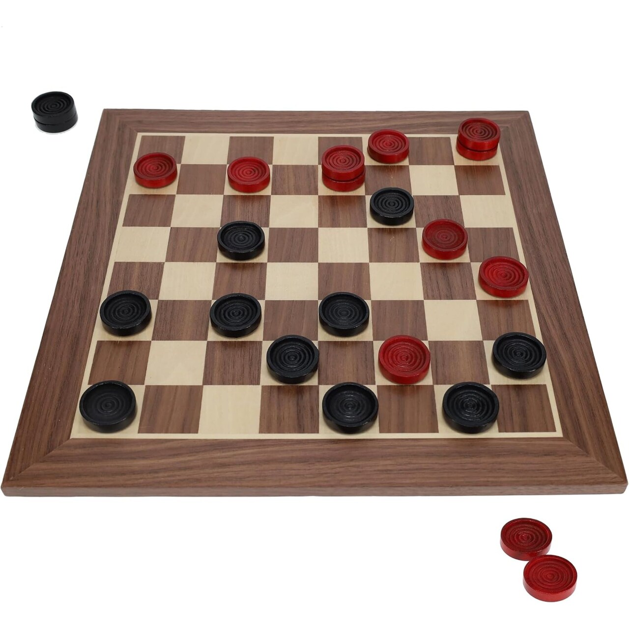 WE Games Old School Red and Black Wooden Checkers Set -12 in.